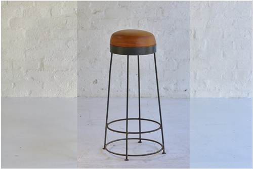 011 Stools - Metal bar stool with leather seat